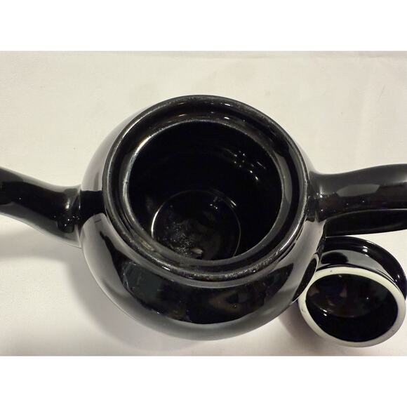 Black Ceramic Teapot With Lid, No chips or cracks, Glossy Modern Shape - Picture 8 of 12